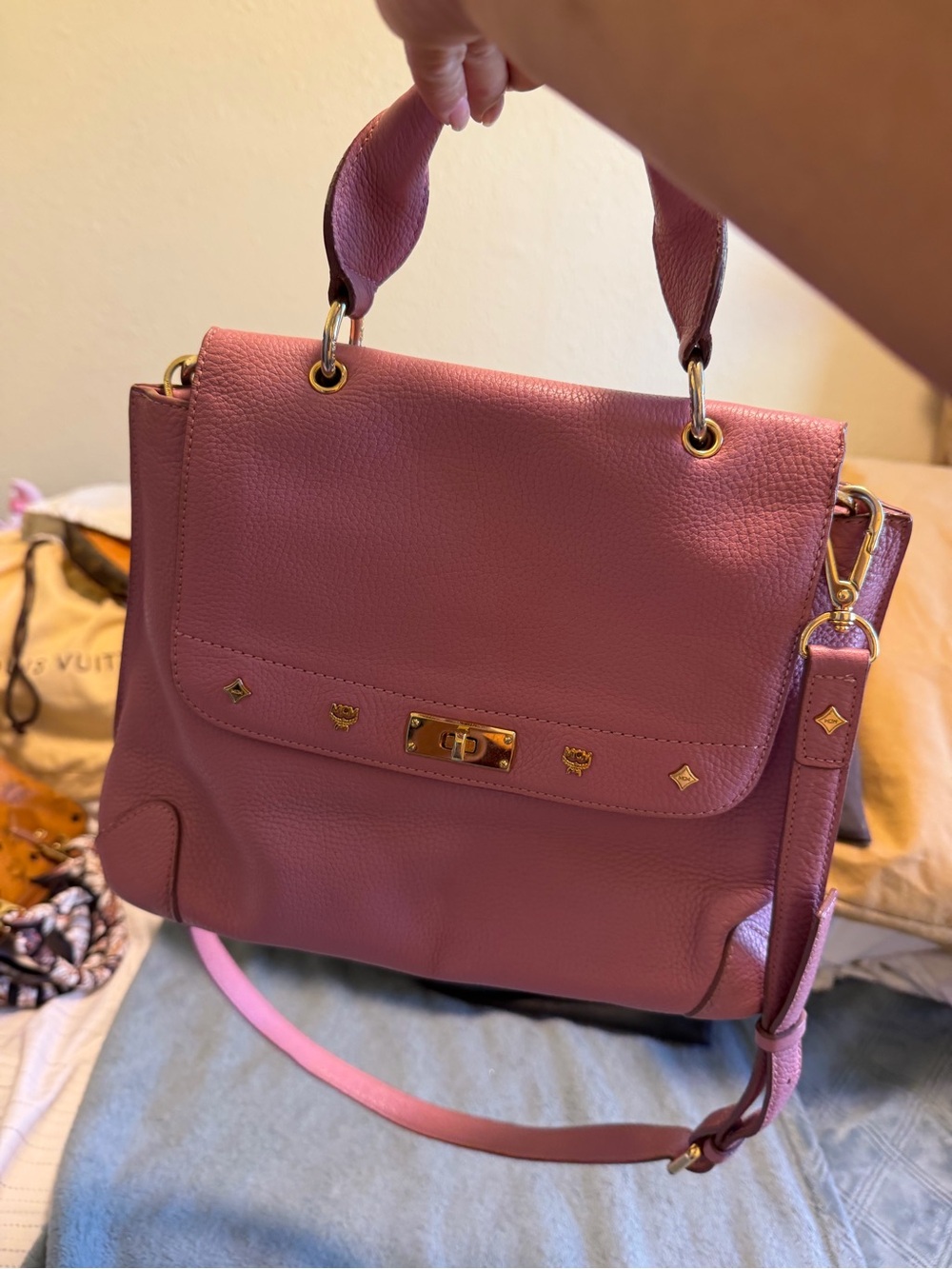 Stylish Pink Leather Top-Handle Satchel